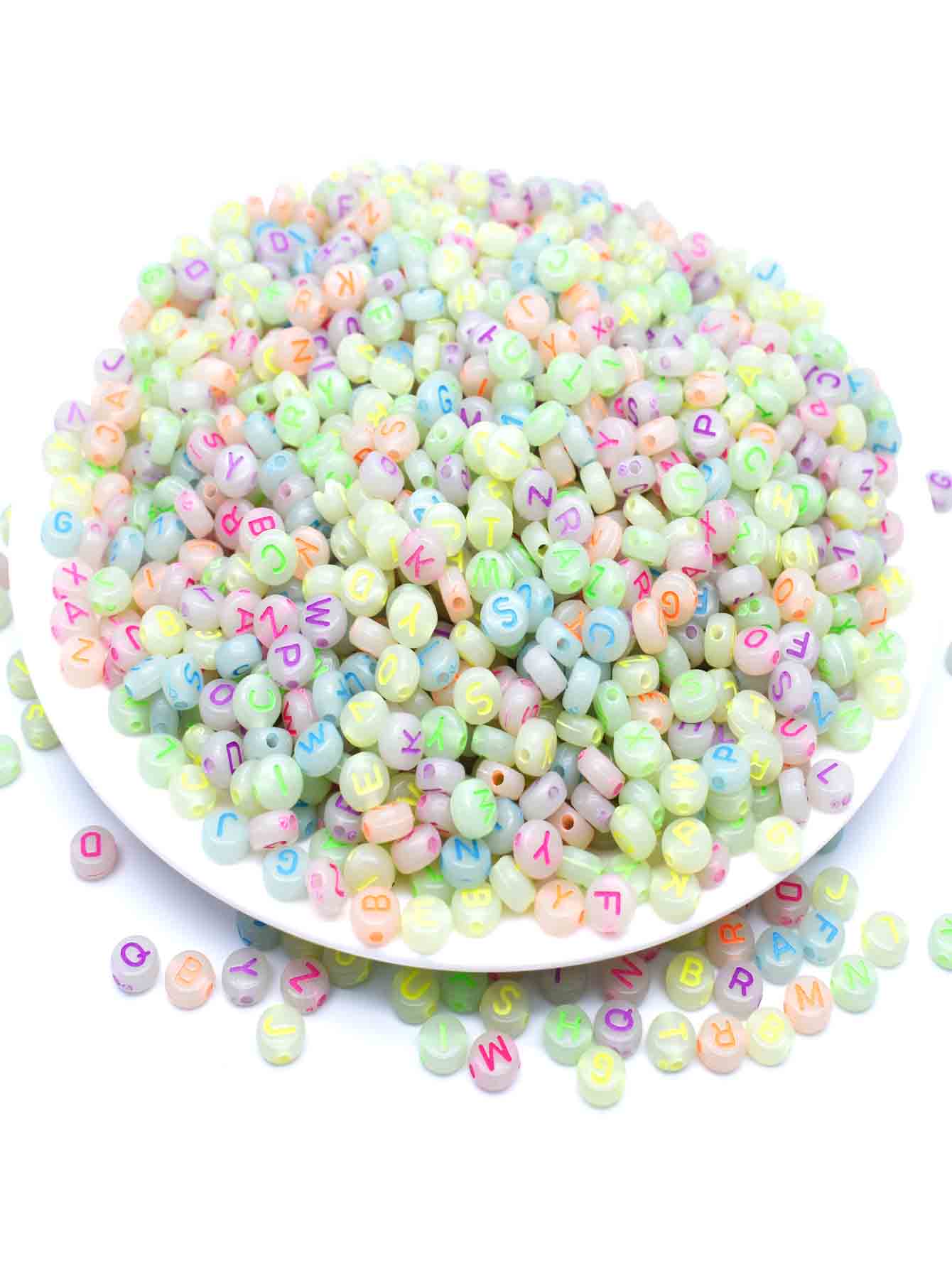 Green Luminous Acrylic Letter Bead For Diy Jewelry Making - Multicolor - View 1