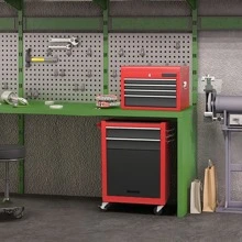 Costway 2 in 1 Rolling Cabinet Storage Chest Box Garage Toolbox Organizer with 6 Drawers - Red - View 2