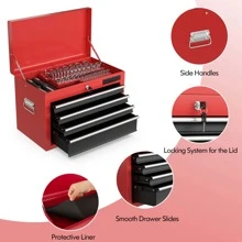 Costway 2 in 1 Rolling Cabinet Storage Chest Box Garage Toolbox Organizer with 6 Drawers - Red - View 9