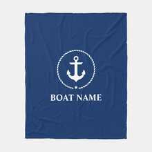 Nautical Boat Name Anchor Rope Navy Blue Medium Fleece Blanket - Multicolor - View 6