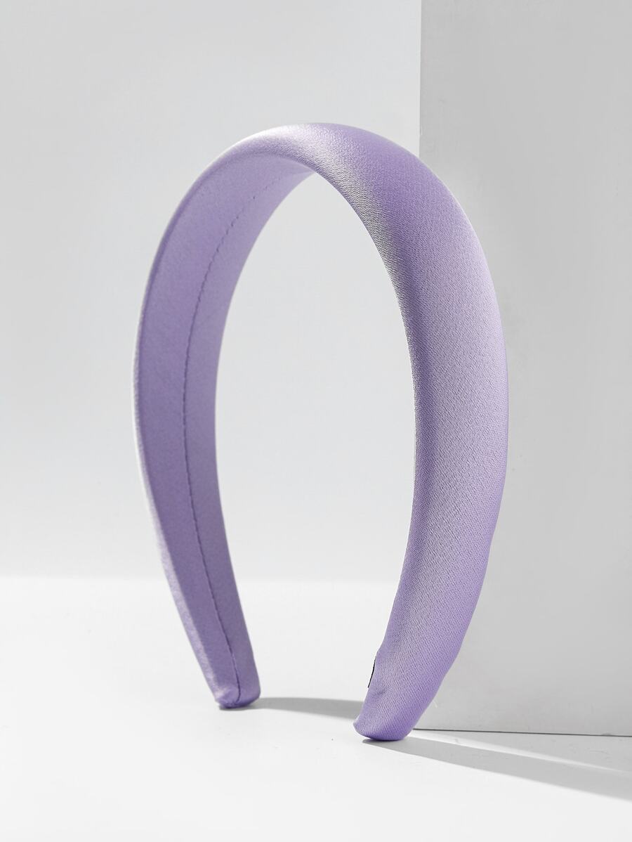 1pc Sponge Hairband, Solid Color, Minimalist Style - Purple - View 1