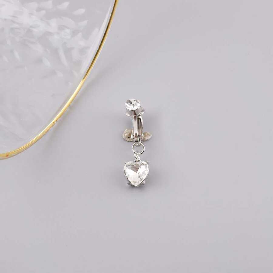 1入組時尚未穿孔肚臍釘狀首飾假肚臍環心形肚臍環適合女士,派對,度假,日常穿著 - 白色 - 查看 1