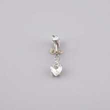 1入組時尚未穿孔肚臍釘狀首飾假肚臍環心形肚臍環適合女士,派對,度假,日常穿著 - 白色 - 查看 2