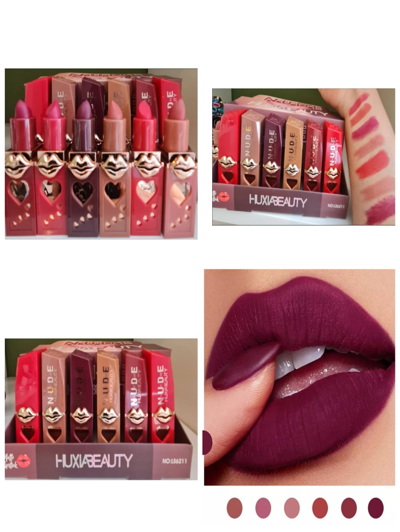 6 Labial en Barra Cremoso Matte Larga Duracion Colores Nudes Rojos - Multicolor - Ver 1