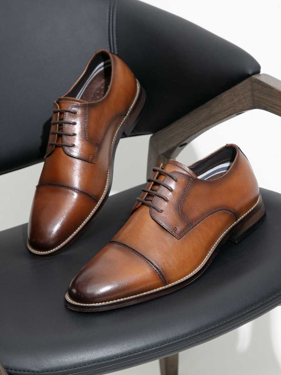 SHOESMALL Mens Dress Shoes Casual Business Formal Premium Leather Dress Shoes for Men - AMY9041-nâu - Xem 1