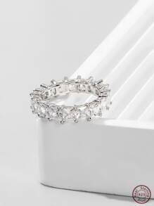 Vaerine Khối Zirconia  Trang trí Màu bạc Ban nhạc đám cưới Đối với phụ nữ Đám cưới cô dâu Tốt Đồ trang sức Hôn ước - Bạc - Xem 13