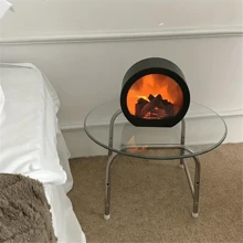 1 件燃烧壁炉风灯，智能触摸开关模拟木炭装饰灯（不含电池），冬季温暖氛围灯，适用于家居装饰、客厅、露营、派对、万圣节和圣诞节装饰，生日和节日的完美礼物 - 圓形仿真壁爐燈 - 查看 9