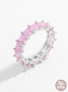 Vaerine Khối Zirconia  Trang trí Màu bạc Ban nhạc đám cưới Đối với phụ nữ Đám cưới cô dâu Tốt Đồ trang sức Hôn ước - Bạc - Xem 6