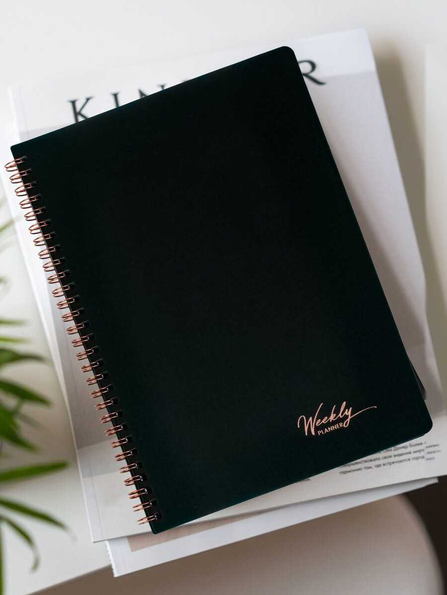 Trees Daily Weekly Planner Notebook 7 Day Work Planner Agenda Undated Personal Productivity Appointment Book Spiral To Do List Notebook With Hourly Schedule, Habit Tracker - Black - View 1