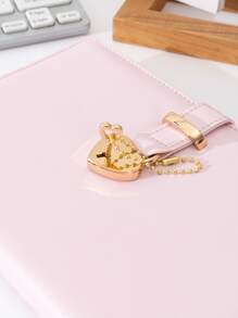 1 Pieza Cuaderno De Notas Con Llave En Forma De Corazón Rosa, Libro De Registro De Negocios Multifuncional Para La Oficina