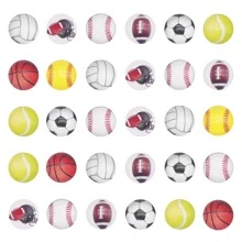 30 Piezas Cabujones De Cristal Plano Con Cúpula De Media Esfera De Deportes Con Adornos De Bola, Colgantes De Artesanía Diy Y Adornos De Joyería. - 12mm - Ver 1