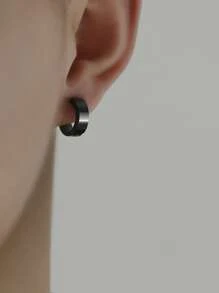 1入黑色時尚男女夾式耳環,方便無需穿耳洞即可戴上