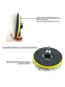 10入組車用美容工具套裝,包括羊毛拋光海綿、清潔海綿、5英寸自粘拋光盤 - 彩色 - 查看 5