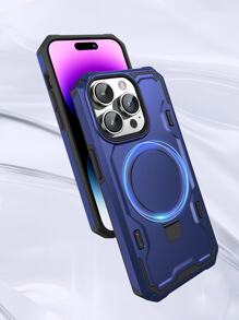 Habyby Men Magnetic Armor Anti-Fall Case With Kickstand Holder  Compatible With IPhone 11/IPhone 13/IPhone 14/IPhone 15/IPhone 12 - Navy Blue - View 2