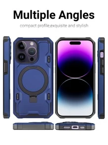 Habyby Men Magnetic Armor Anti-Fall Case With Kickstand Holder  Compatible With IPhone 11/IPhone 13/IPhone 14/IPhone 15/IPhone 12 - Navy Blue - View 4