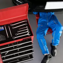 Costway 2 in 1 Rolling Cabinet Storage Chest Box Garage Toolbox Organizer with 6 Drawers - Red - View 11