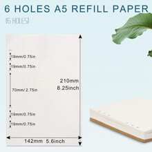 A5手帳補充,80張/160頁點網格活頁紙,適用於手帳綁定器,筆記本插入,議程內頁 - 白色 - 查看 2