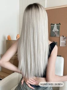 7JHH WIGS Tóc giả dài thẳng màu xám ombre tuyệt đẹp 24 inch cho phụ nữ, tóc giả tổng hợp mềm mại có mái, tóc chân tóc sẫm màu, phụ kiện tóc giả bằng sợi tổng hợp mềm mại tự nhiên chịu nhiệt, tóc giả đẹp hoàn toàn bằng máy cho bé gái, trang phục dự tiệc lễ hội âm nhạc, trang phục hóa trang Halloween, hoạt hình hoặc trang phục - Nhiều màu - Xem 2