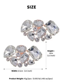 Hebilla De Cordón Desmontable Con Diseño Simétrico De Diamantes De Imitación Clásicos 2 Uds. - Plateado - Ver 7