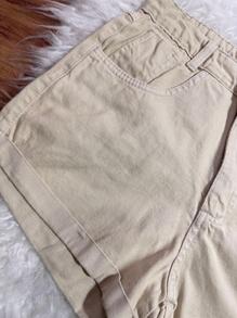 Women Denim Shorts - Màu Khaki - Xem 4
