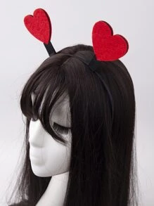 Red Heart Shaped Hair Band - Red - View 1