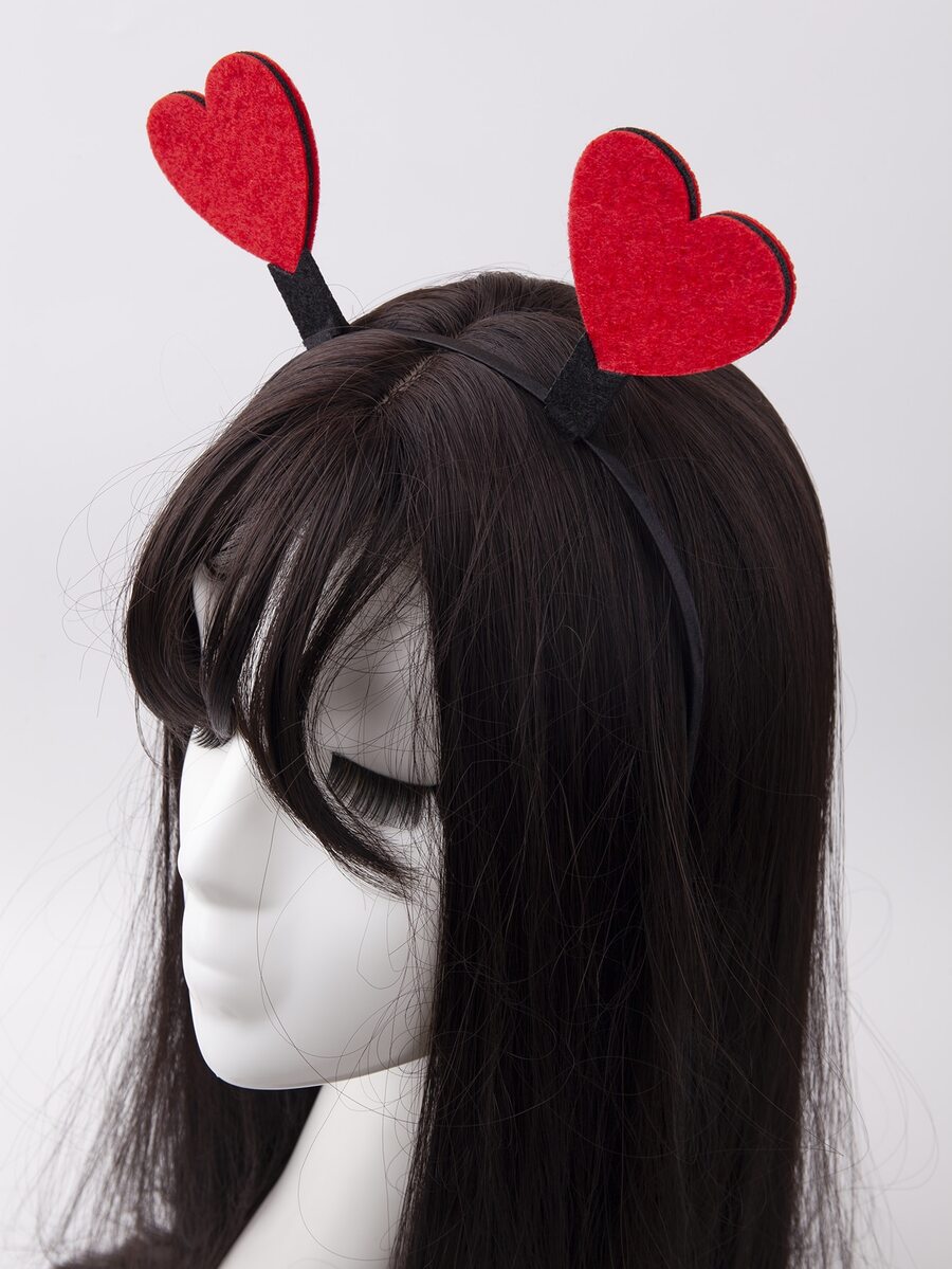 Red Heart Shaped Hair Band - Red - View 1
