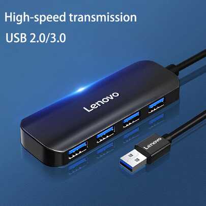  Lenovo USB Hub, 4 Port USB 3.0 Hub Ultra-Thin Data USB Splitter Support Charging, Compatible With MacBook, Laptop, Surface Pro, PC, Flash Drive, Mobile Hard Drive