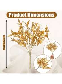1個人工秋季金色葉子聖誕裝飾品,非常適用於裝飾花盆、花瓶、花園、婚禮和聖誕節裝飾 - 金色 - 查看 4