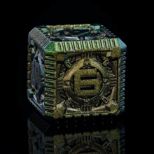 DND Metal  Dice Set -7-Die Metal DND Dice Mechanical DND Dice Set - Spaceship Core Design for Dungeons &Dragons-Heavyweight Metal Dice Set with Futuristic Numbers,Unforgettable Dungeons and Dragons Gifts - Yellow - View 3