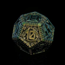 DND Metal  Dice Set -7-Die Metal DND Dice Mechanical DND Dice Set - Spaceship Core Design for Dungeons &Dragons-Heavyweight Metal Dice Set with Futuristic Numbers,Unforgettable Dungeons and Dragons Gifts - Yellow - View 4