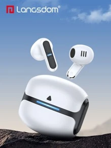 langsdom True Wireless 5.3 Earphones, Enc Call Noise Reduction Half In-ear Gaming Music Dual-mode - White - View 2