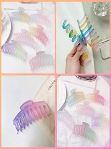 6 Colored Tonasol Hair Clips Decotative Hair Clip Rainbow Colors - Multicolor - View 1