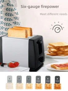 1入組700瓦數雙投幣口烤麵包機 - 黑與白 - 查看 3