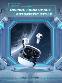 langsdom True Wireless 5.3 Earphones, Enc Call Noise Reduction Half In-ear Gaming Music Dual-mode - White - View 5