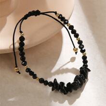 1條多彩天然水晶串珠手鍊,可調節大小的情侶手鍊,友誼禮物,在返校季節適合女性日常佩戴