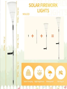 1pc 90leds Waterproof Solar Powered White Fireworks Light For Outdoor Decoration Such As Courtyard, Garden, Terrace, Flower Bed, Party - White - View 5