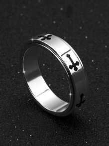 Classical Simple Plain Fidget Ring Anxiety Rings For Men Women,stainless Steel Silver Cross Wedding Band,spinner Ring Stress Relieving 6mm Ring For Anxiety, Silver Size 6 To 10 - Silver - View 4