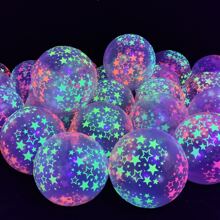 20pcs/set 12 Inch Uv Neon Light Latex Balloons With Star, Heart, Dot, Fluorescent, Illuminating And Helium Design Party Decoration - Multicolor - View 1