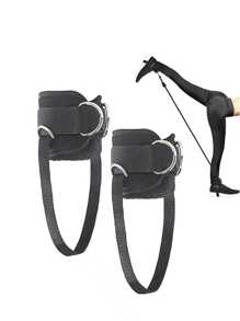 1pc Leg Strength Trainer Hook Fitness Ankle Strap Elastic Resistance Band Pull Rope Accessory - Black - View 3