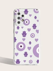 1pc Devil's Eye & Hamsa Hand Printed Phone Case,International Version, Not The Domestic Version - Multicolor - View 4
