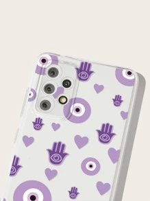 1pc Devil's Eye & Hamsa Hand Printed Phone Case,International Version, Not The Domestic Version - Multicolor - View 5