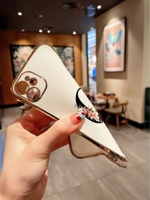 1 件简约字母印花激光雕刻边缘电镀手机壳适用于苹果手机 - 彩色 - 查看 3