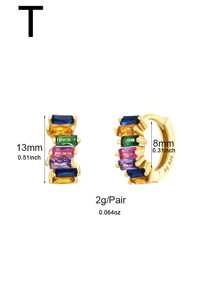 1 đôi Sang trọng Vàng lấp đầy Đầy màu sắc Khối Zirconia  Dangle Bộ bông tai Đối với phụ nữ Thời trang Buổi tiệc Đồ trang sức - Vàng - Xem 8