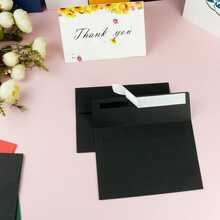 50pcs A7 Envelopes For Invitations, 5x7 Black Envelope, Perfect For Wedding, Baby Shower, Mailing, Birthday Party, With Square Flap - Black - View 6