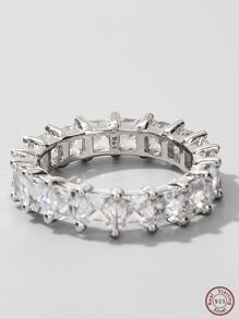 Vaerine Khối Zirconia  Trang trí Màu bạc Ban nhạc đám cưới Đối với phụ nữ Đám cưới cô dâu Tốt Đồ trang sức Hôn ước - Bạc - Xem 10