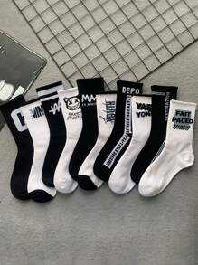 5pairs/Set Random Men's Street Style Mid-Tube Sports Socks - Multicolor - View 2