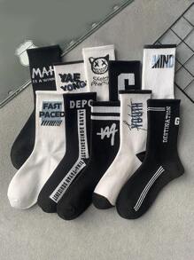 5pairs/Set Random Men's Street Style Mid-Tube Sports Socks - Multicolor - View 1