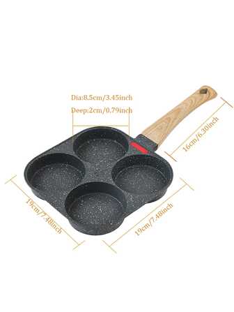 1pc Black Silicone Four-cup Egg Fry Pan Pancake & Beef Burger Non-stick Frying Pan With Maifanite Coating For Breakfast