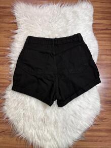 Women Denim Shorts - Black - View 2