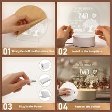 禮物適用於爸爸,爸爸生日禮物,感恩節聖誕節禮物適用於爸爸,個性化紋理亞克力小夜燈,爸爸禮物